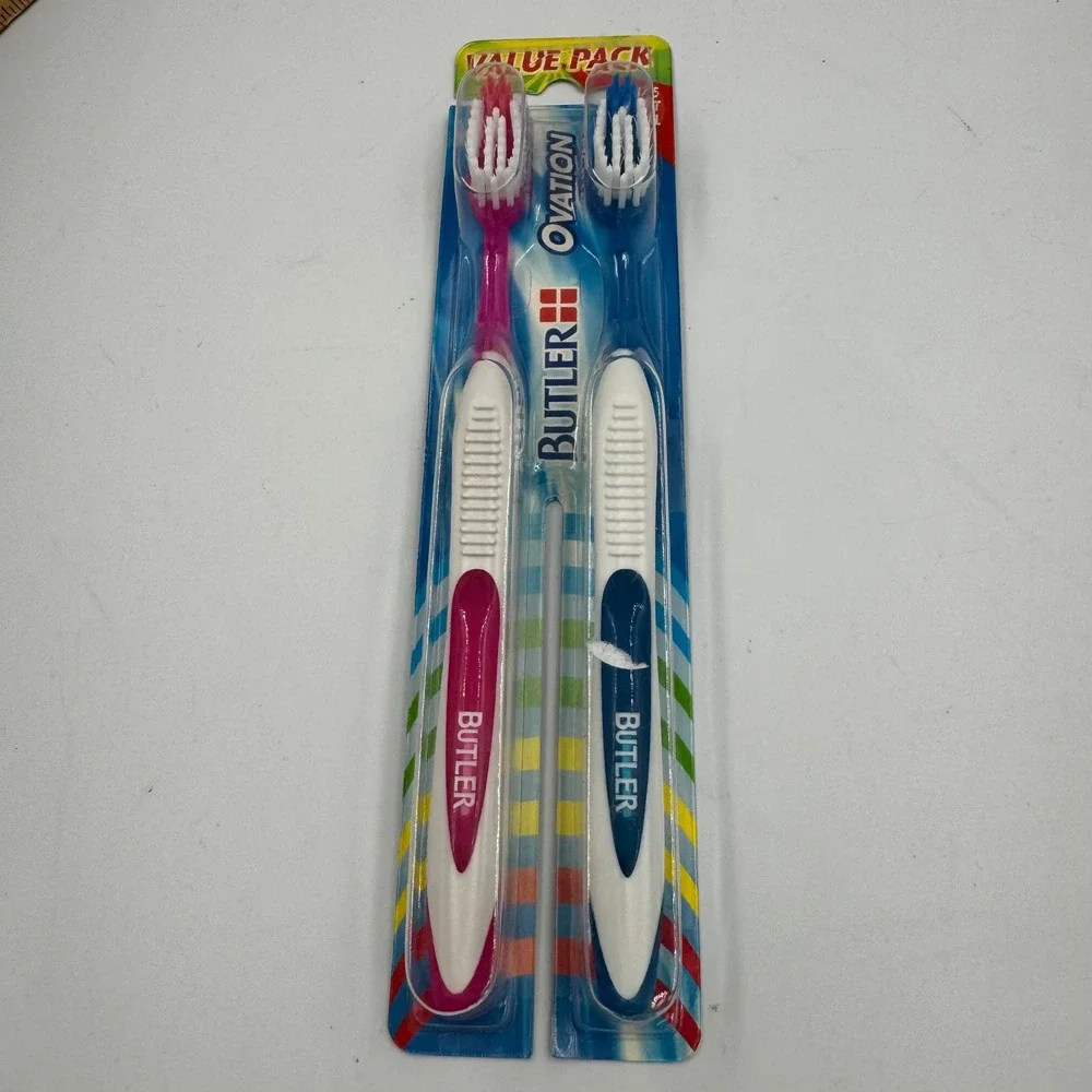 Butler Ovation Toothbrush 375 Soft Pink‎ Blue Soft Full Value Pack 2ct NEW